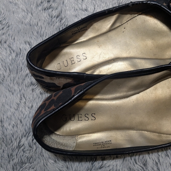Guess Used Flats Well Loved Black Ballet Flats Leopard Size 6.5 - Picture 5 of 6